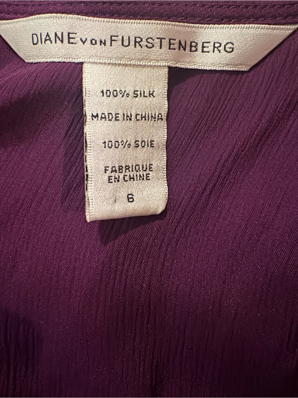 DVF Silk Blouse Size 6 Plum Quiet Luxury Puff Shoulder Romantic Minimalist - Picture 7 of 7